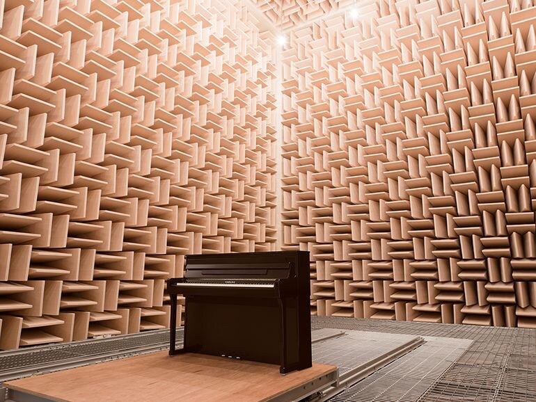 Yamaha Clavinova CLP-885PE in the anechoic chamber at Yamaha's headquarters