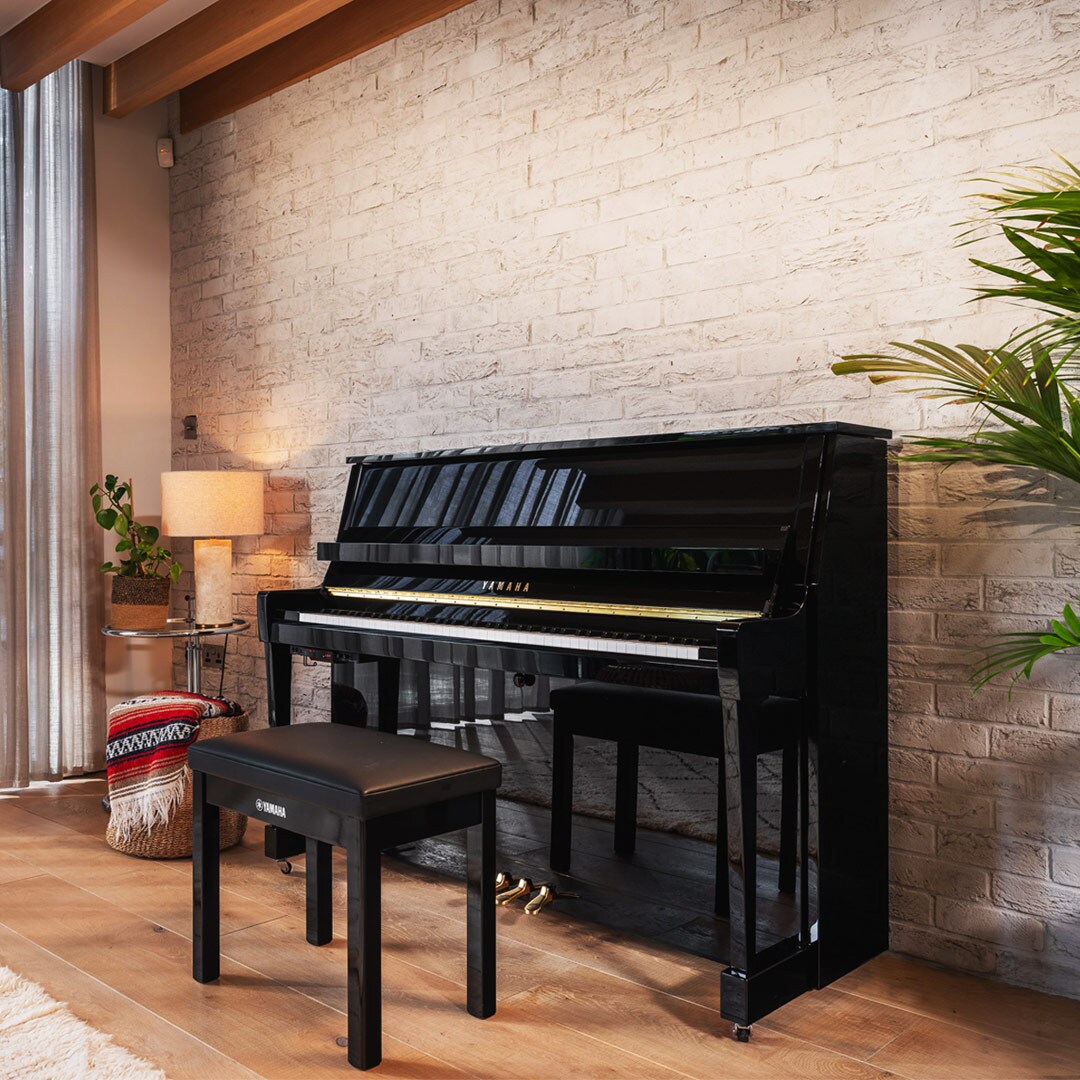 The upright piano B10 placed in the living room