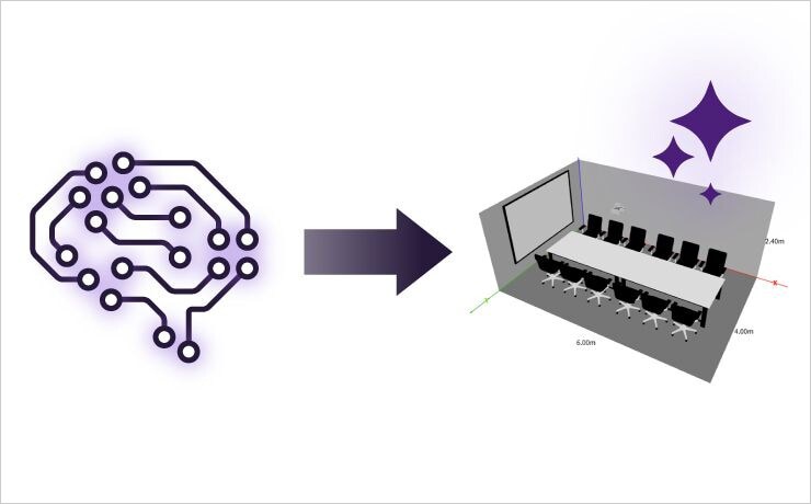 Illustration showing AI estimating room layout from a picture